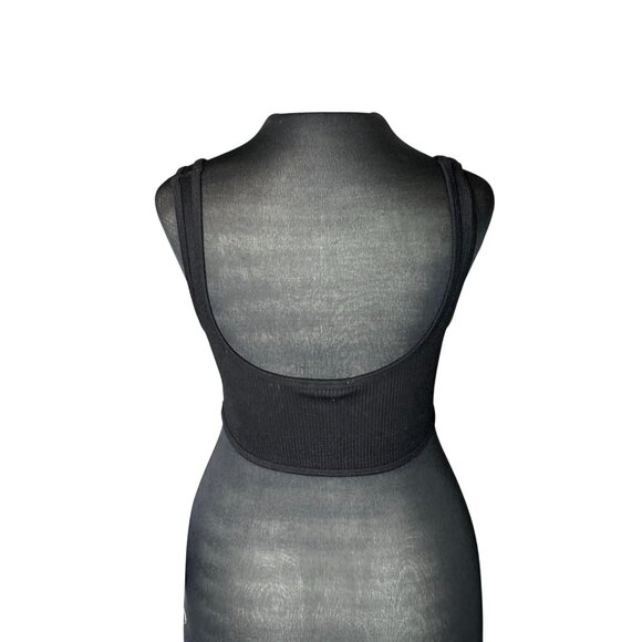 Zara Ribbed Scoop Neck Crop Tops Set Of 2 Black & White XS-S Stretchy Fitted Sty - Picture 3 of 11